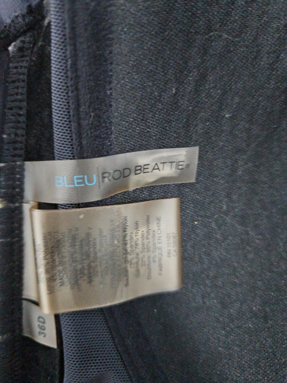 Bleu Rod Beattie Black Ruched Underwire Molded Cup Bikini Swim Top 36D - Picture 3 of 11